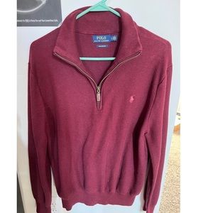 Polo Ralph Lauren Men's Half-Zip Pima Cotton Sweater, Red, Large